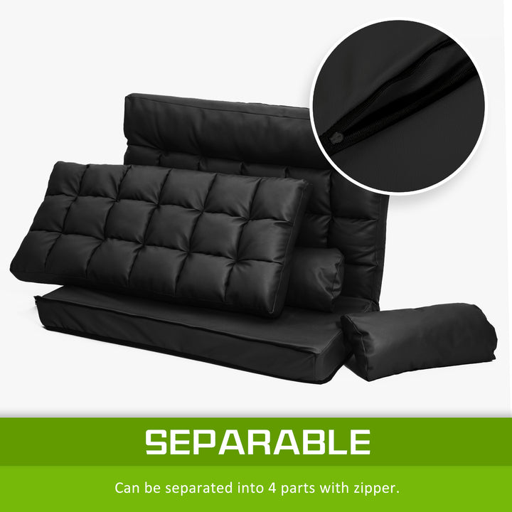 P&F ZennHome Double Seat Couch Bed Black Sofa Gemini Leather