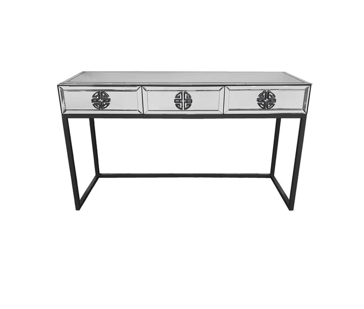 P&F Athens Mirrored Console Table -Black