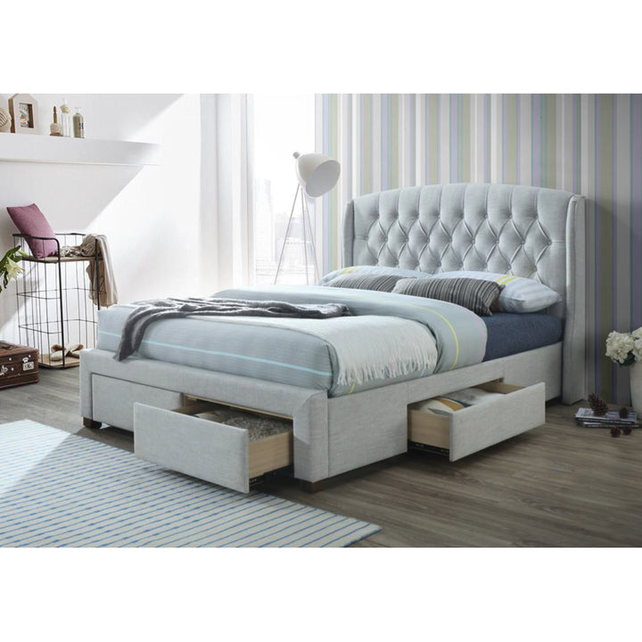 P&F Honeydew Queen Size Bed Frame Timber Mattress Base With Storage Drawers - Beige