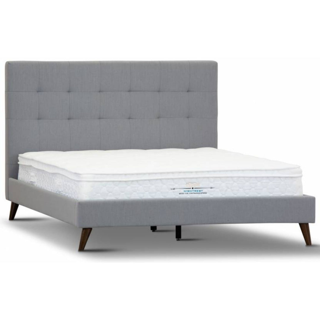 P&F Volga King Single Bed Platform Frame Fabric Upholstered Mattress Base - Grey