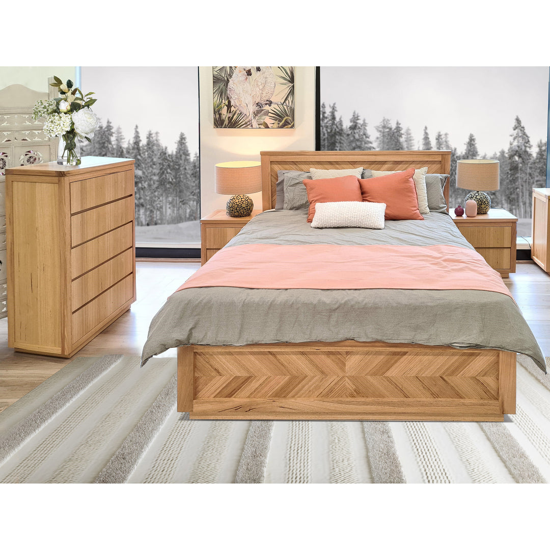 P&F Rosemallow Queen Size Bed Parquet Solid  Mattress Base