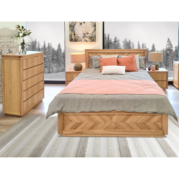 P&F Rosemallow King Size Bed Parquet Solid Messmate Timber Wood Frame Mattress Base