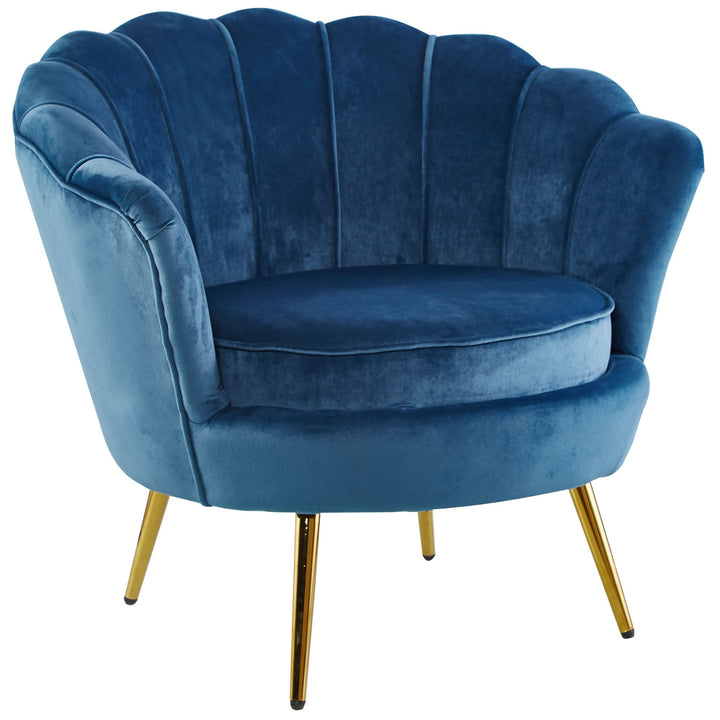 P&F Bloomer Velvet Fabric Accent Sofa Love Chair - Blue