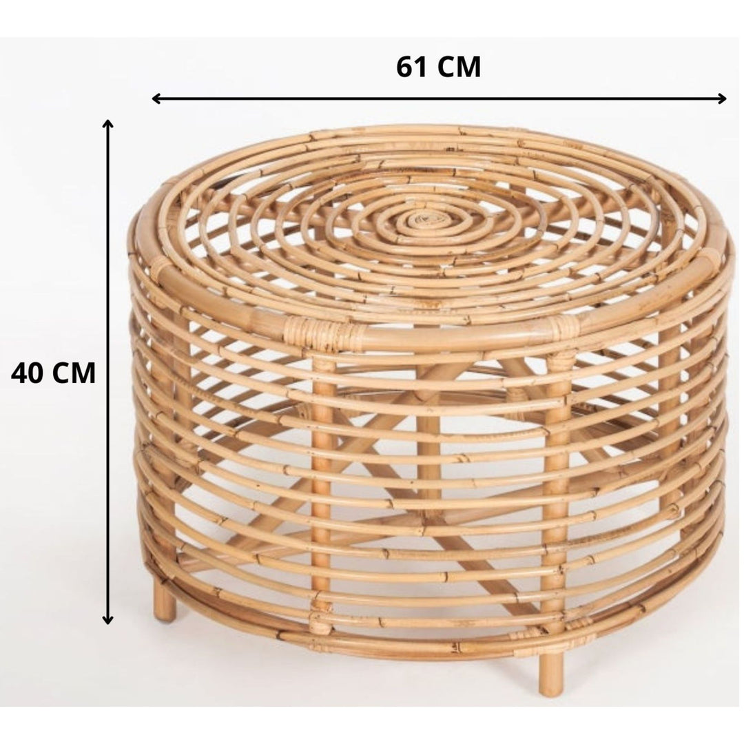 P&F ZennHome 61cm Rattan Round Side Table - Natural