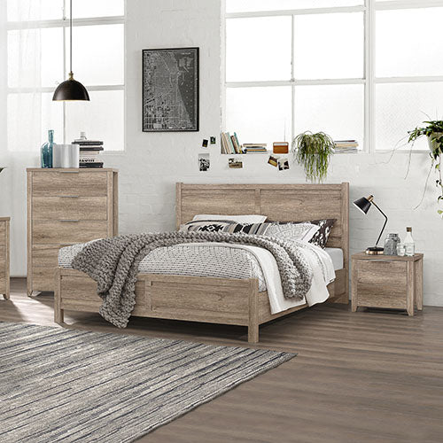 P&F 4 Pieces Bedroom Suite Natural Wood Like MDF Structure Queen Size Oak