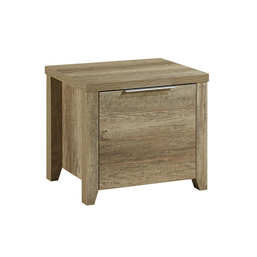 P&F 5 Pieces Bedroom Suite Natural Wood Like MDF Structure Queen Size Oak Colour Bed, Bedside Table, Tallboy & Dresser