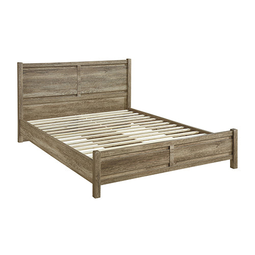 P&F 5 Pieces Bedroom Suite Natural Wood Like MDF Structure Queen Size Oak Colour Bed, Bedside Table, Tallboy & Dresser