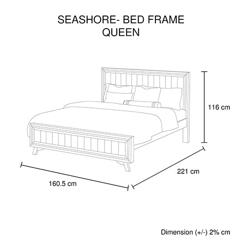 P&F 4 Pieces Bedroom Suite Queen Size Silver Brush in Acacia Wood Construction Bed, Bedside Table & Tallboy