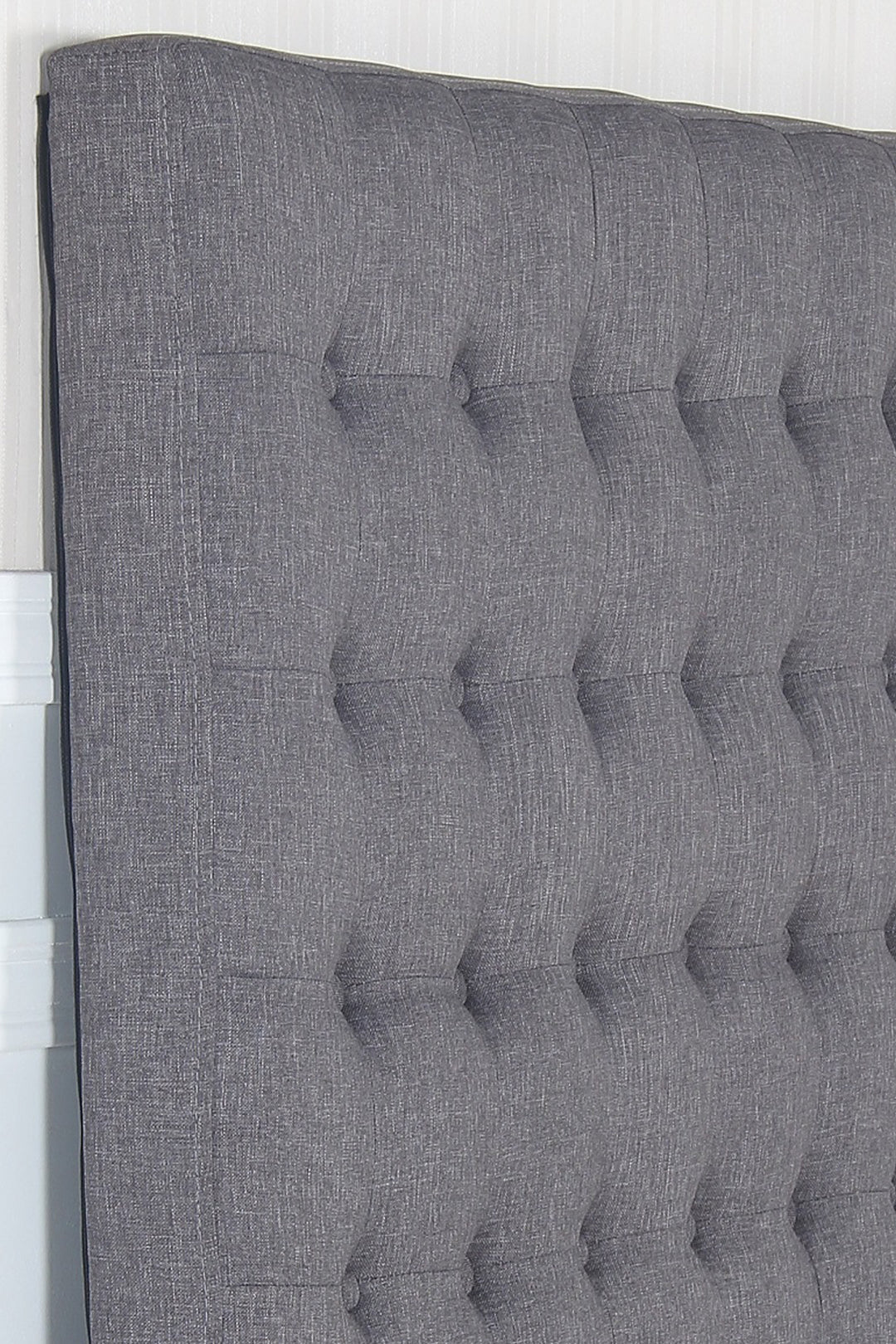 P&F Bed Head Double Charcoal Headboard Fabric Tufted Buttons