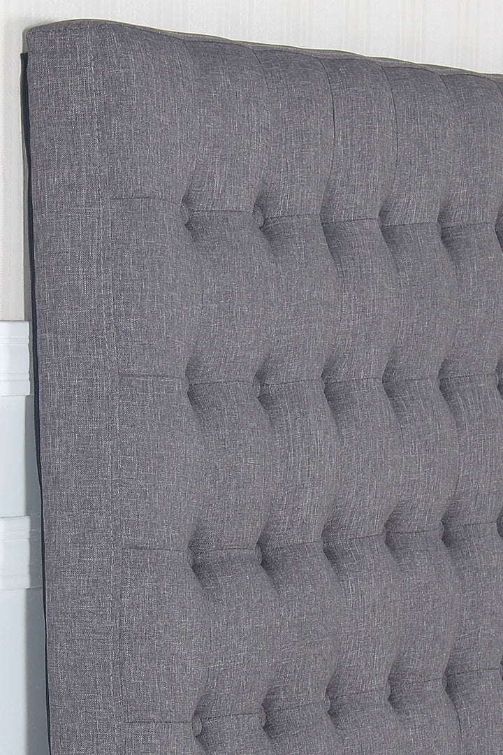 P&F Bed Head Double Charcoal Headboard Fabric Tufted Buttons