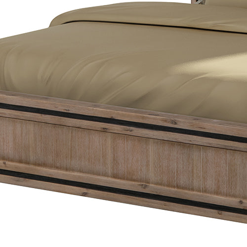 P&F Queen Size Silver Brush Bed Frame in Acacia Wood Construction