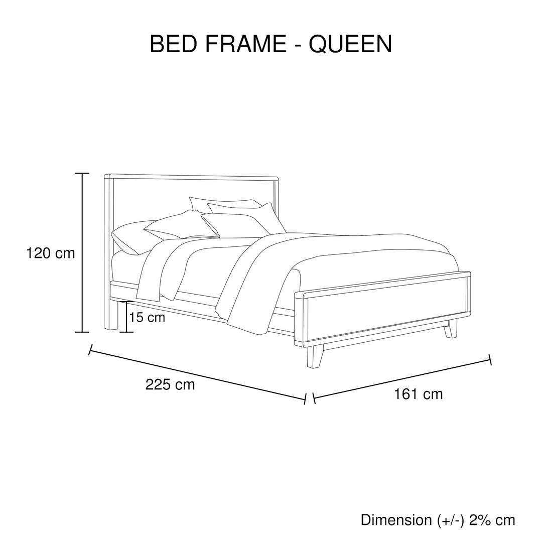 P&F Queen Size Wooden Bed Frame in Solid Wood Antique Design Light Brown