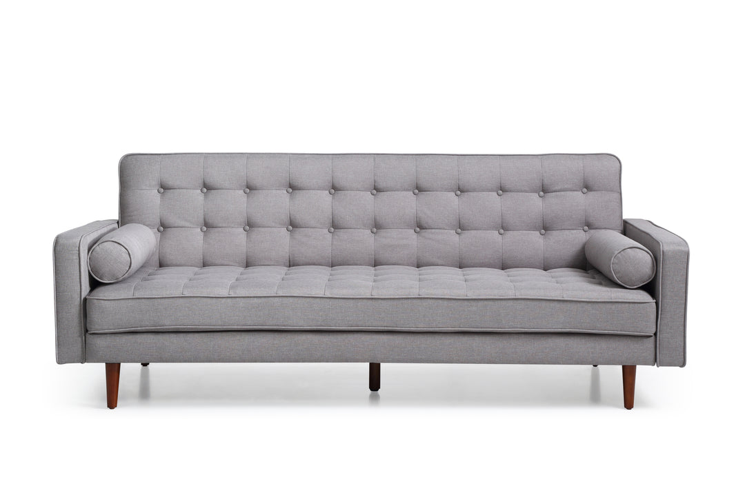 P&F ZennHome Sofa Bed 3 Seater Button Tufted Lounge Set Fabric Grey Colour