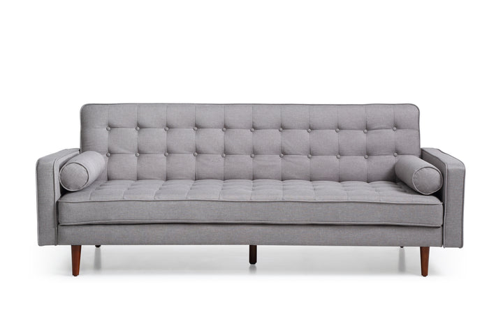 P&F ZennHome Sofa Bed 3 Seater Button Tufted Lounge Set Fabric Grey Colour