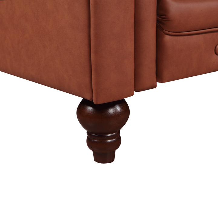 P&F ZennHome Single Seater Brown Sofa Armchair for Lounge Chesterfireld Style Button Tufted in Faux Leather