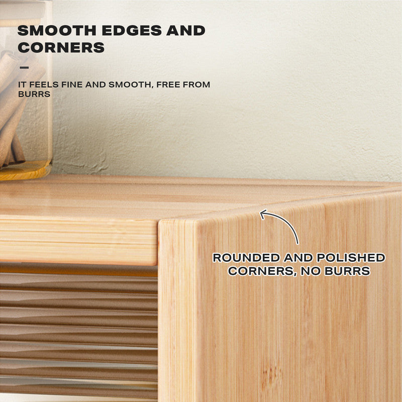 P&F Bamboo Dustproof Cup Storage Cabinet with Sliding Acrylic Door