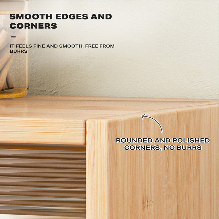P&F Bamboo Dustproof Cup Storage Cabinet with Sliding Acrylic Door