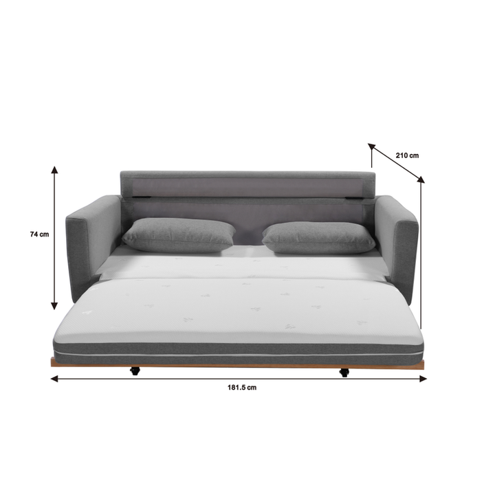 P&F ZennHome 2 Seater Pull-out Sofa bed Grey celadon