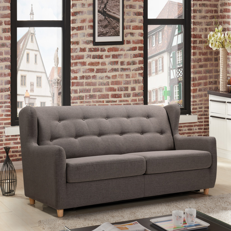 P&F ZennHome 2 Seater Sofa bed with Separate Foam Mattress-Dark grey