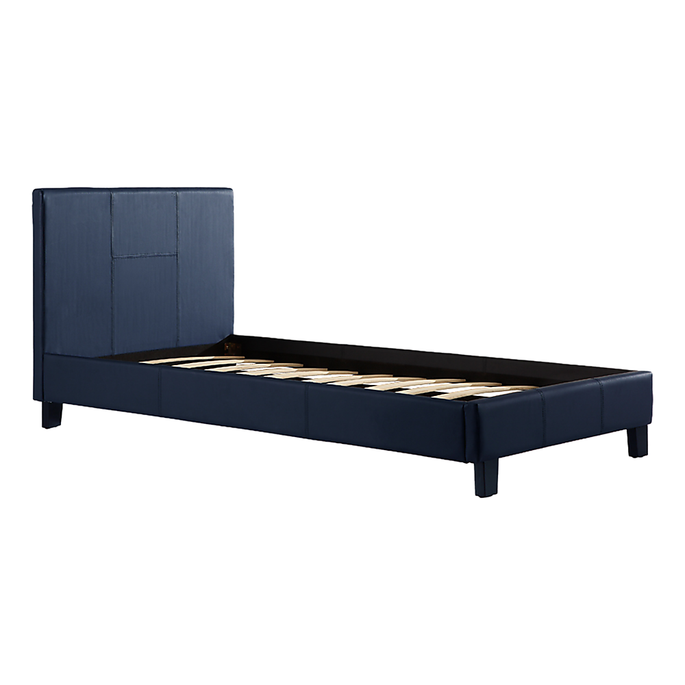 P&F Single PU Leather Bed Frame Blue