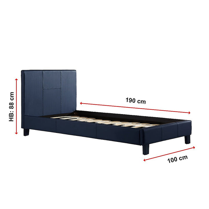 P&F Single PU Leather Bed Frame Blue