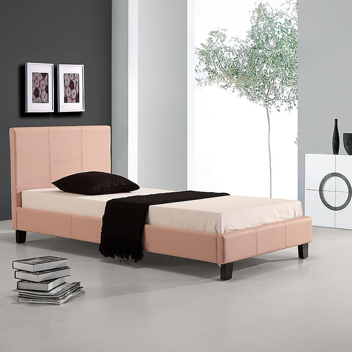 P&F BohoNest Single PU Leather Bed Frame Pink