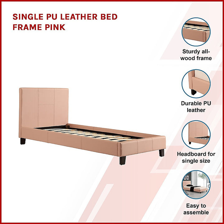 P&F BohoNest Single PU Leather Bed Frame Pink