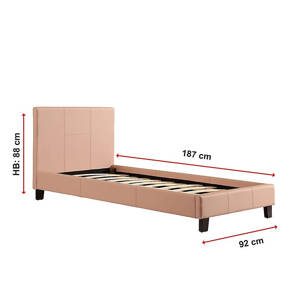 P&F BohoNest Single PU Leather Bed Frame Pink