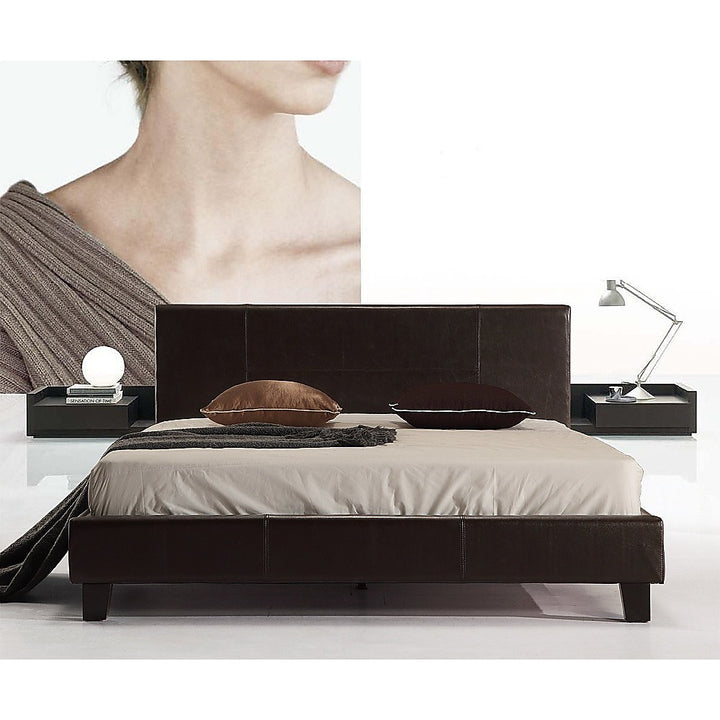 P&F BohoNest Double PU Leather Bed Frame Brown