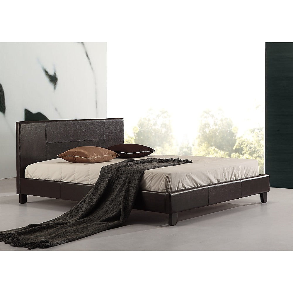 P&F BohoNest Double PU Leather Bed Frame Brown
