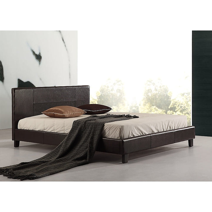 P&F BohoNest Double PU Leather Bed Frame Brown