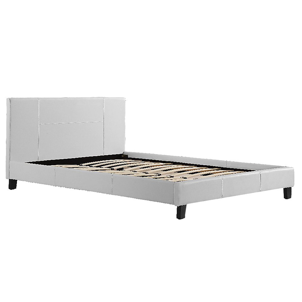 P&F BohoNest Queen PU Leather Bed Frame White