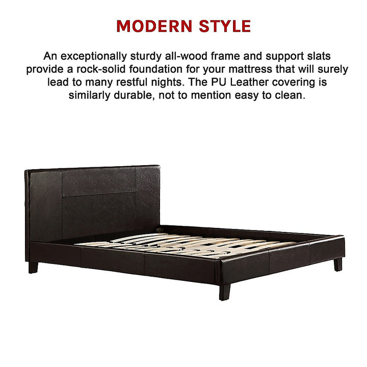 P&F BohoNest Queen PU Leather Bed Frame Brown