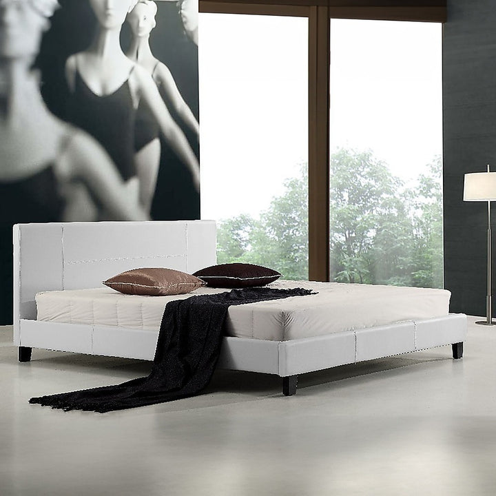 P&F BohoNest King PU Leather Bed Frame White