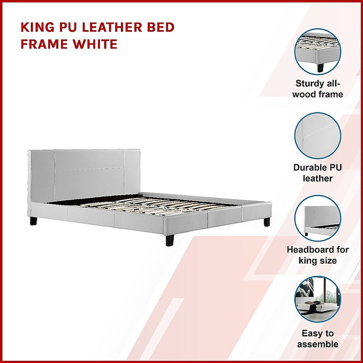 P&F BohoNest King PU Leather Bed Frame White