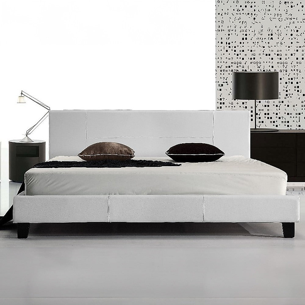 P&F BohoNest King PU Leather Bed Frame White