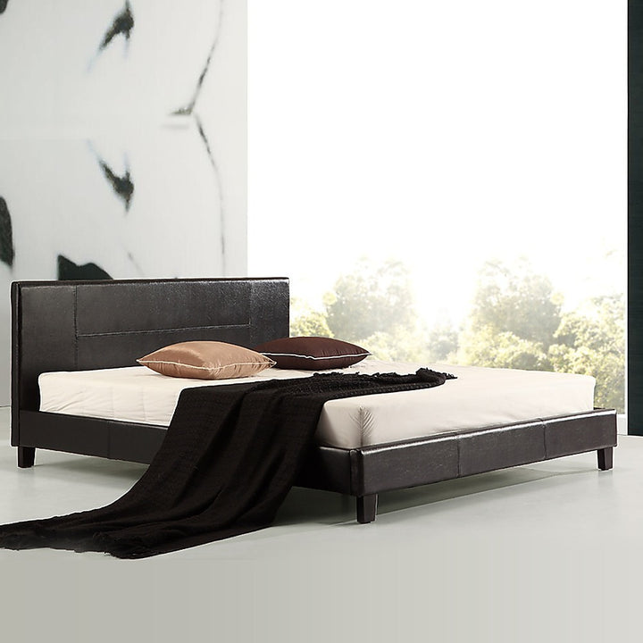 P&F BohoNest King PU Leather Bed Frame Brown