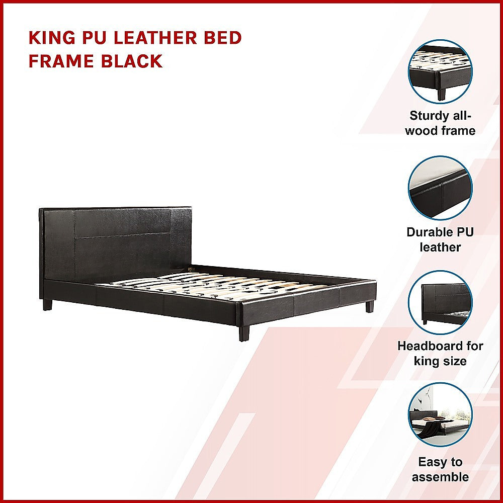 P&F BohoNest King PU Leather Bed Frame Brown