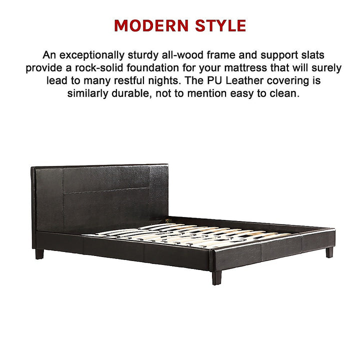 P&F BohoNest King PU Leather Bed Frame Brown