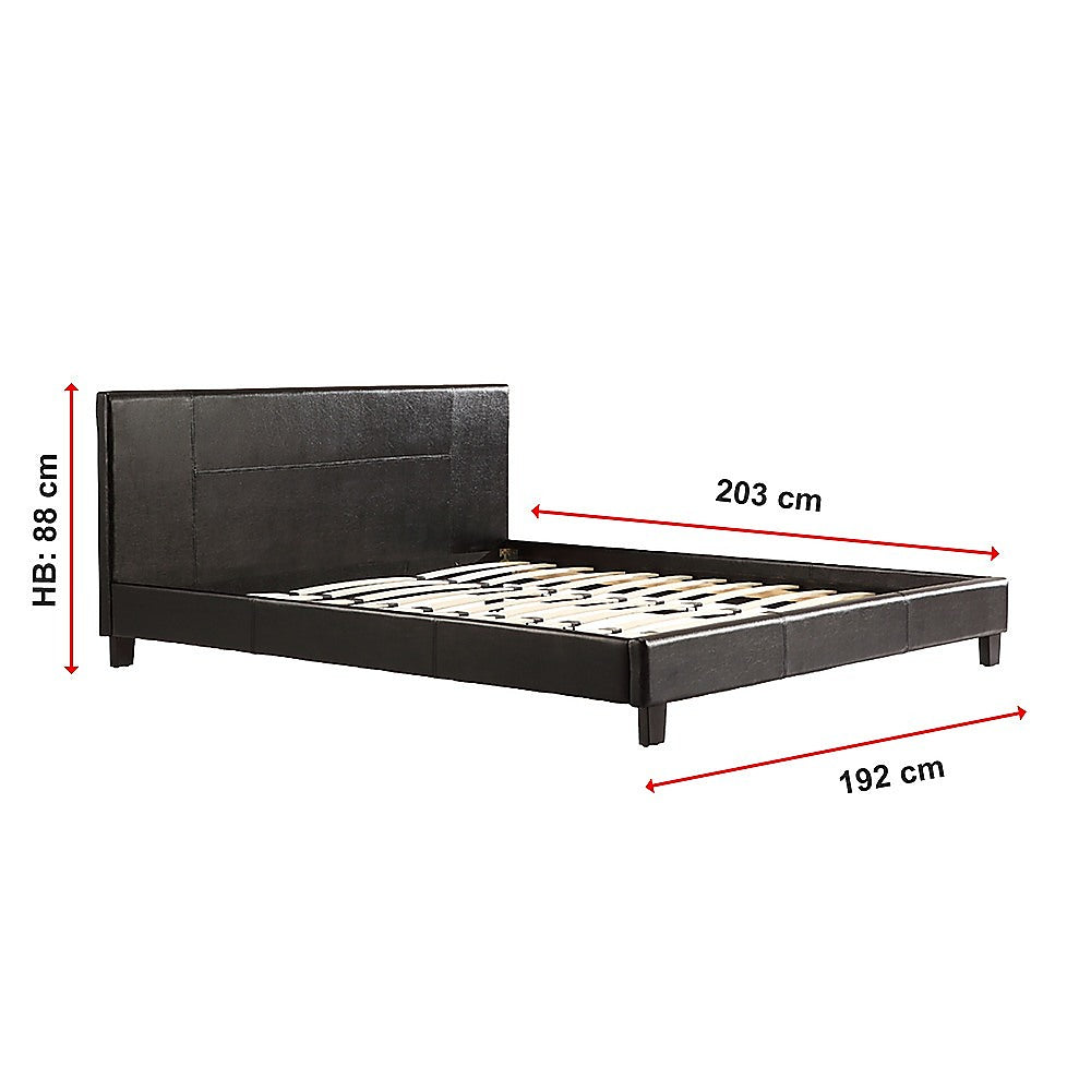 P&F BohoNest King PU Leather Bed Frame Brown