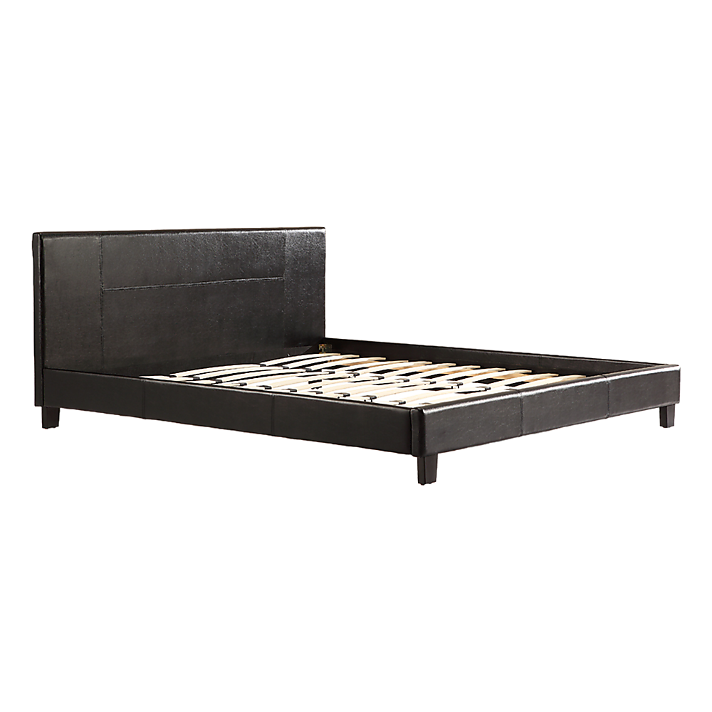 P&F King PU Leather Bed Frame Black