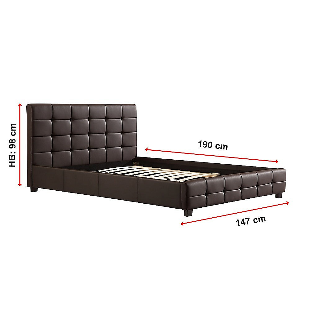 P&F Double PU Leather Deluxe Bed Frame Brown