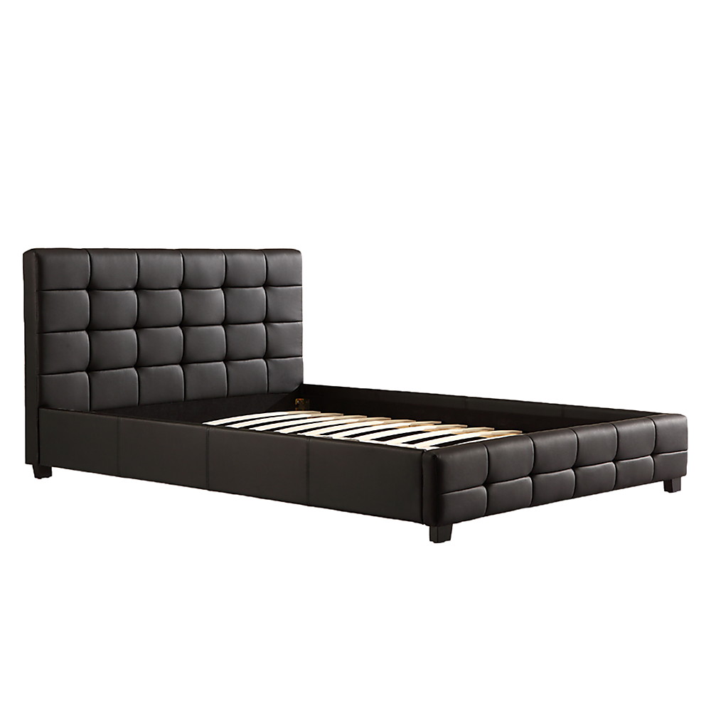 P&F BohoNest Double PU Leather Deluxe Bed Frame Black