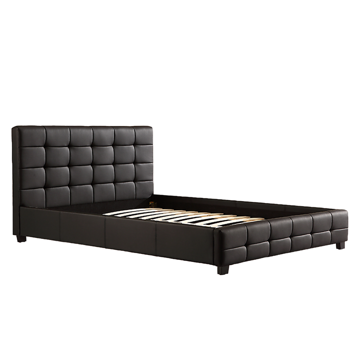 P&F BohoNest Double PU Leather Deluxe Bed Frame Black