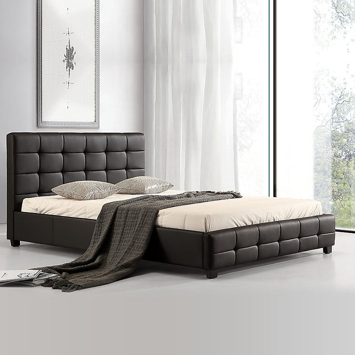 P&F BohoNest Double PU Leather Deluxe Bed Frame Black