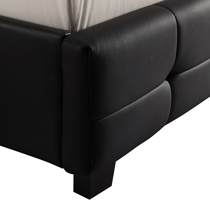 P&F BohoNest Double PU Leather Deluxe Bed Frame Black
