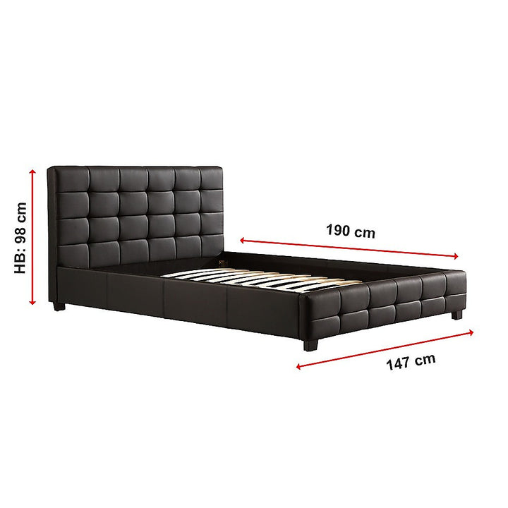 P&F BohoNest Double PU Leather Deluxe Bed Frame Black