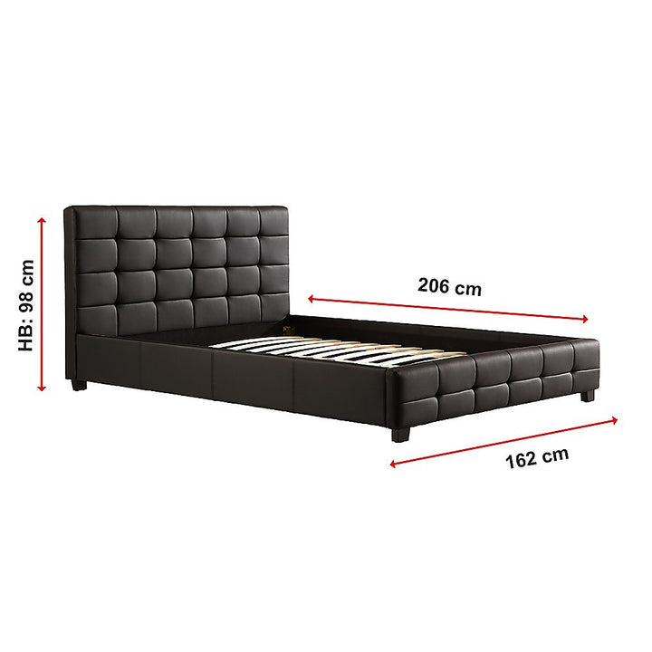 P&F Queen PU Leather Deluxe Bed Frame Black