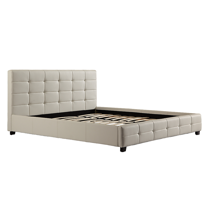 P&F BohoNest King PU Leather Deluxe Bed Frame White