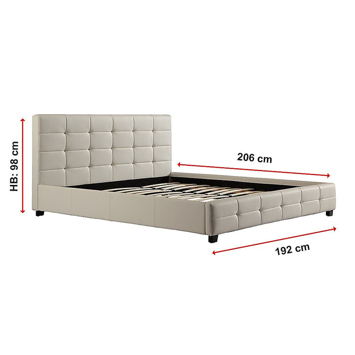 P&F BohoNest King PU Leather Deluxe Bed Frame White